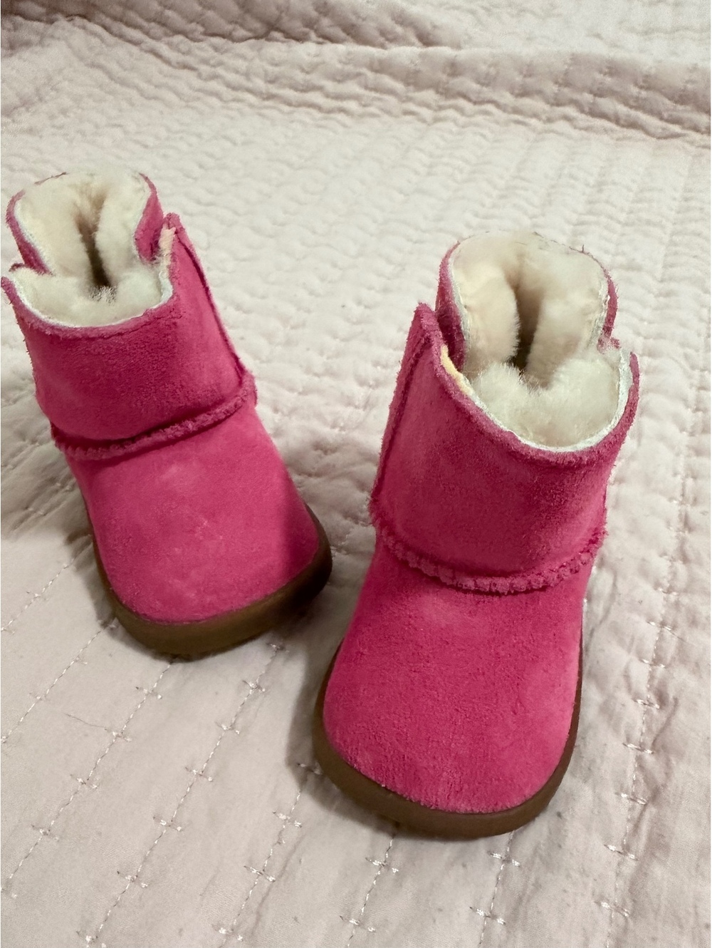 UGG Baby Pink Suede Hard Sole Boots Size 0/1 First Walker